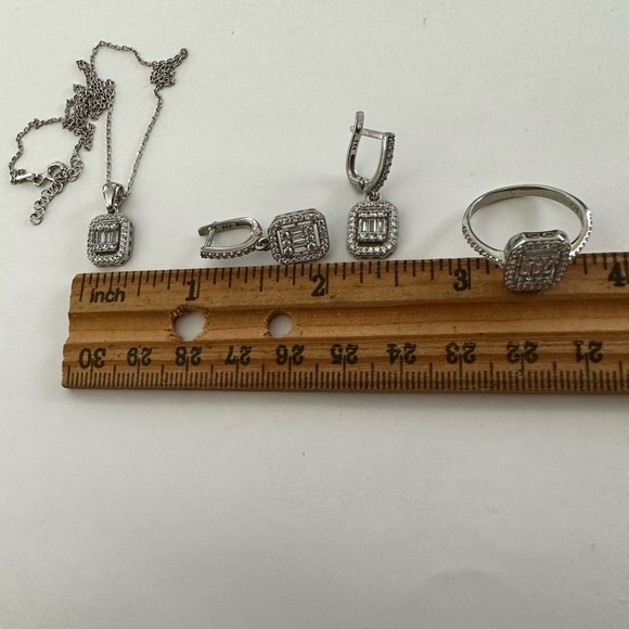 925 Silver baguette cz set trending style - Picture 9 of 13